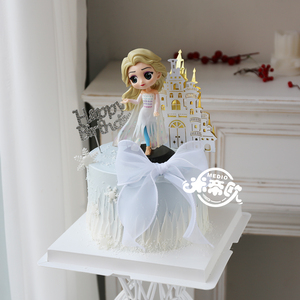 米帝欧迪士尼公主艾莎冬日限定动物奶油生日蛋糕北京同城配送