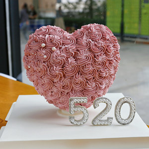 米帝欧3d立体心形款情人节订婚动物奶油翻糖生日蛋糕北京同城配送