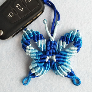 劳动技术课作业中国结手工编绳斜卷结彩色蝴蝶车用钥匙扣书包挂件