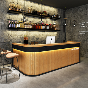 新中式收银台饭店烧烤店酒吧复古餐厅转角柜台服装店圆型吧台定制
