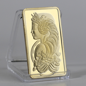 瑞士银行金条纪念币1盎司异形金币硬币 外币收藏女神币方形镀金块