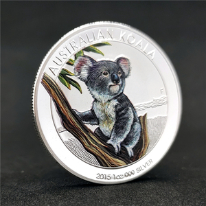 动物考拉纪念币树袋熊2015年外币彩绘镀银币幸运币澳大利亚考拉币