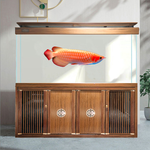 客厅龙鱼缸隔断办公室大型超白玻璃中式2米水族箱免换水静音底滤