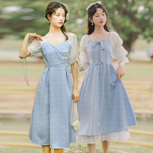 姐妹闺蜜装多人裙子2022新款春夏韩版学生少女法式清新甜美连衣裙