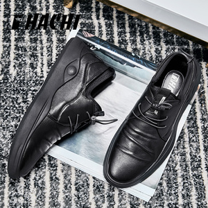 哈驰男鞋正品软底软面皮鞋头层牛皮商务休闲鞋2019新款男士系带鞋