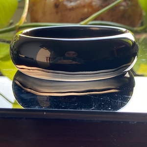 钢琴黑 黑玛瑙手镯女款加宽加厚天然原色复古礼物女宽版精品宽58