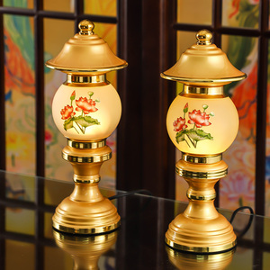 珐琅彩莲花led插电供财神长明灯家用佛灯佛前供灯水晶神台灯