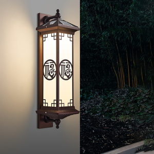 户外防水太阳能壁灯庭院臂挂灯新中式农村别墅花园大门柱子灯墙壁
