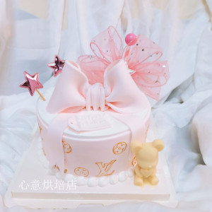 上海网红巧克力色翻糖蝴蝶结 送好闺蜜女孩子朋友生日礼物蛋糕