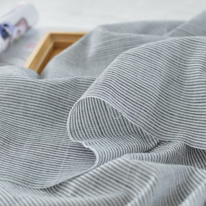 日系水洗柔软竹节纹色织条纹棉麻布料夏轻薄手工diy衬衫裙子面料