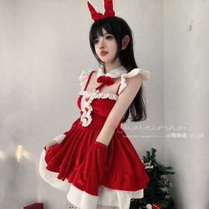 橘味喵：甜美圣诞节服装女装穿搭圣诞战袍吊带连衣裙子氛围感套装