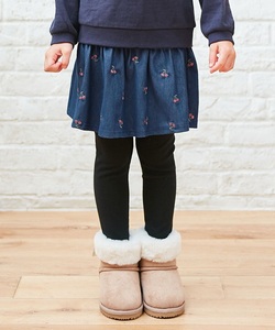 日系女童秋季松紧腰樱桃刺绣图案半身裙带打底裤 两色入