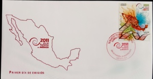 墨西哥邮票2011 墨西哥旅游年地图玛雅世界遗产电影胶片1全首日封