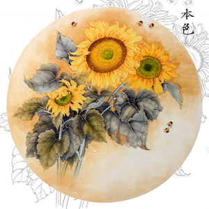 国画工笔画向日葵白描线稿向阳花工笔勾线临摹画稿实物纸质打印稿