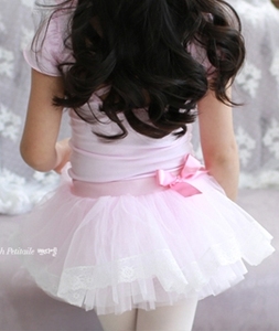 韩国进口正品儿童舞蹈服蓬蓬半身裙女孩公主练功粉色芭蕾舞短裙