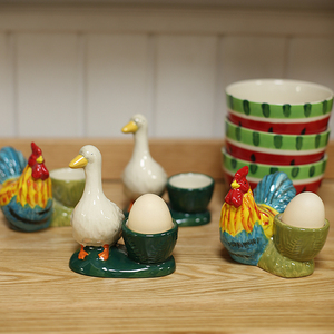 陶瓷可爱鸭子小鸡造型鸡蛋托 单个鸡蛋杯 饰品收纳 餐具厨房摆件