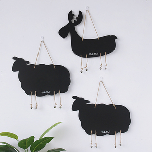 创意挂式动物小黑板儿童留言板家用小鹿绵羊双面黑板门牌挂件壁饰