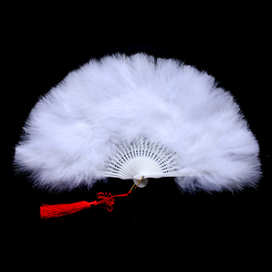 白色羽毛扇子旗袍走秀舞台表演舞蹈仙气网红直播主播道具毛毛扇