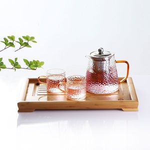 利快加厚耐热玻璃茶具套装锤纹杯茶壶茶杯过滤式大容量透明水壶
