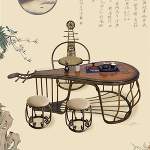 新中式茶几禅意茶台创意铁艺实木桌子复古桌椅古风家具阳台小茶桌