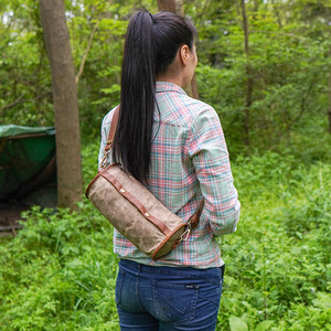 野人bushcraft户外野营单肩斜挎包帆布牛皮复古休闲包外挂收纳包