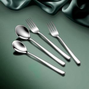 316不锈钢勺子叉子如意创意韩式汤勺家庭餐具长柄小勺子加厚