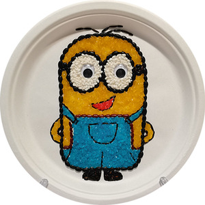 五谷画豆子画 diy半成品材料包 盘子直径25 纸盘画儿童手工小黄人