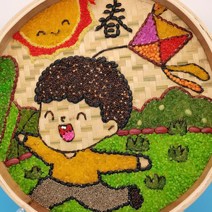880人付款淘宝植树节diy手工儿童制作五谷杂粮粘贴画种子豆粮食春天