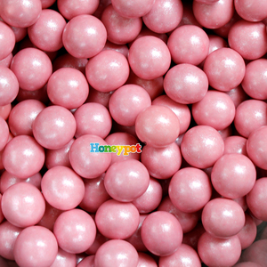 粉色珠光珍珠牛奶巧克力豆peal朱古力mm豆彩色糖豆糖果散装