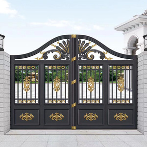 铝艺别墅大门对开门铝合金庭院门农村院子大门自建房电动双开院门_阿