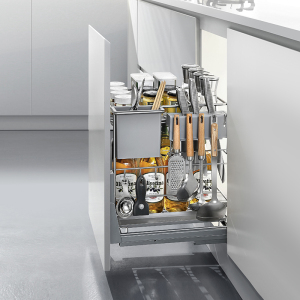 悍高橱柜玛歌拉篮抽屉式碗架拉丝不锈钢厨房阻尼分隔收纳调味拉篮