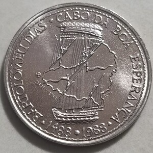 葡萄牙1988年航海家迪亚士100埃斯库多纪念币 全新硬币34mm 15g