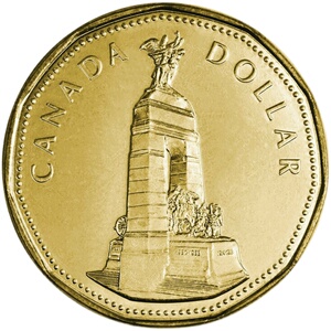加拿大1994年1元 渥太华维和纪念碑纪念币 全新unc黄铜币外国硬币