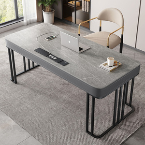 书桌轻奢现代意式极简书房简约写字台办公桌老板岩板电脑桌家用