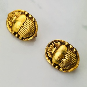 乌鸦百货 alva博物馆 两只埃及复兴圣甲虫60年代镀金中古胸针v433