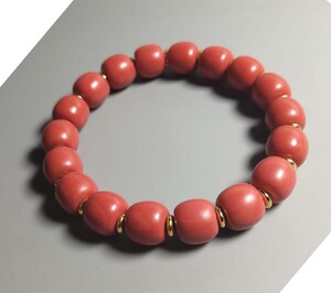 西藏老赛璐璐仿珊瑚老型桶珠料器手串diy10/12mm男女款佛珠多宝珠