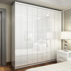 烤漆六门衣柜现代简约经济型组装家用卧室实木质板式柜子四五衣橱