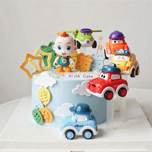 烘焙蛋糕装饰卡通小汽车玩具摆件宝贝男孩宝宝儿童生日甜品台装扮