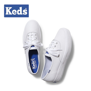 美国购回KEDS正品经典款小白鞋皮质厚底鞋系带休闲鞋女鞋WH55748