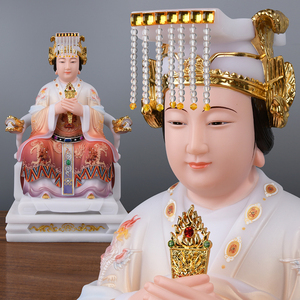 妈祖神像摆件供奉家用汉白玉湄洲天上圣母天后娘娘像海神佛堂摆件
