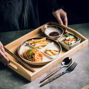 三格分格餐盘分隔减脂专用家用月子餐具一人食大人食堂打饭快餐盘