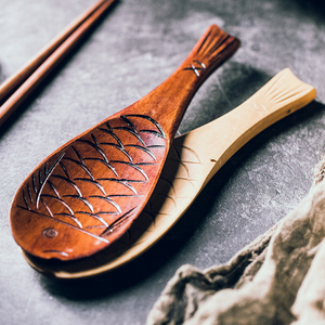 创意鱼形木饭勺 木制盛饭饭勺木头勺子木质饭瓢无漆米饭铲子家用