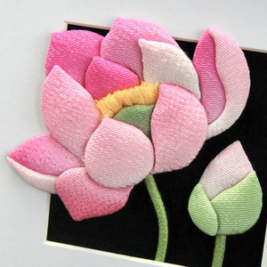 荷花拼布艺术画框初学手工diy堆绣粘贴布材料包自制礼物家居摆件