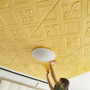 天花板3d立体墙贴自粘防水欧式吊顶贴纸墙纸自粘防水房顶屋顶装饰