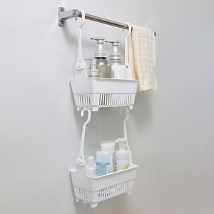 日本进口浴室吊篮洗漱用品收纳挂篮卫生间小篮子白色塑料置物篮