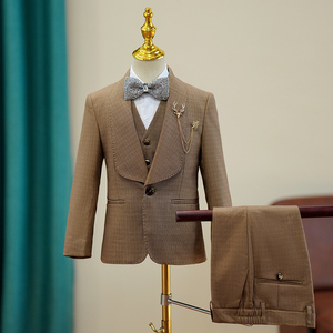 儿童周岁礼服男宝宝西装套装花童男童英伦风主持人钢琴演奏演出服