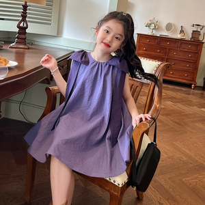 栀了成长记童装女童韩版紫色背心裙夏装2024新款儿童A字摆连衣裙
