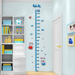 小猪佩奇身高贴3d立体墙贴画儿童房宝宝量身高墙贴纸卧室测身高尺