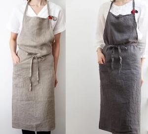 日式外贸亚麻时尚家居围裙园艺烘焙厨师工作韩式围裙非棉麻围裙