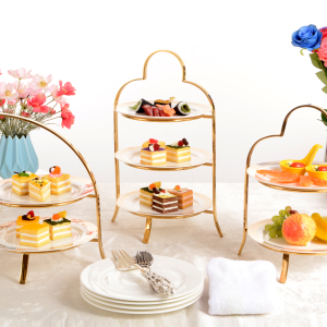 欧式三层下午茶水果托盘蛋糕点心架酒店甜品台展示架摆件茶歇摆台